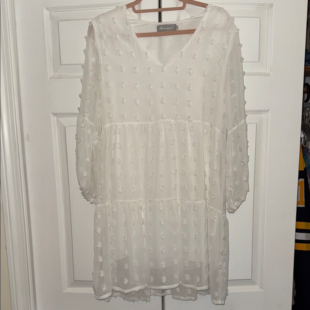Babydoll White Swiss Dot Dress